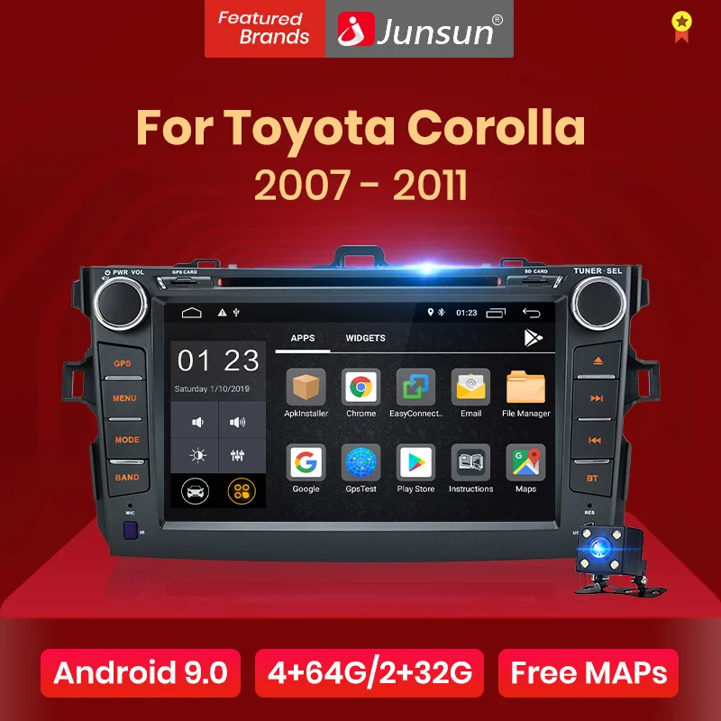 4G DSP ips Android 9,0 Автомобильный gps радио для Toyota corolla 2007-2011 DVD навигационный экран стерео Мультимедиа
