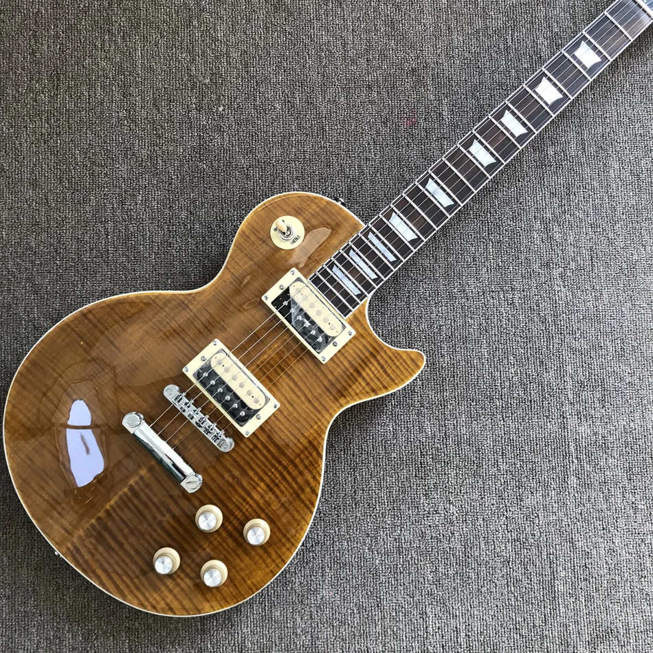 

Rosewood fingerboard electric guitar, burst maple top red back, Zebra pickups,Solid mahogany body electric guitar, Free shipping