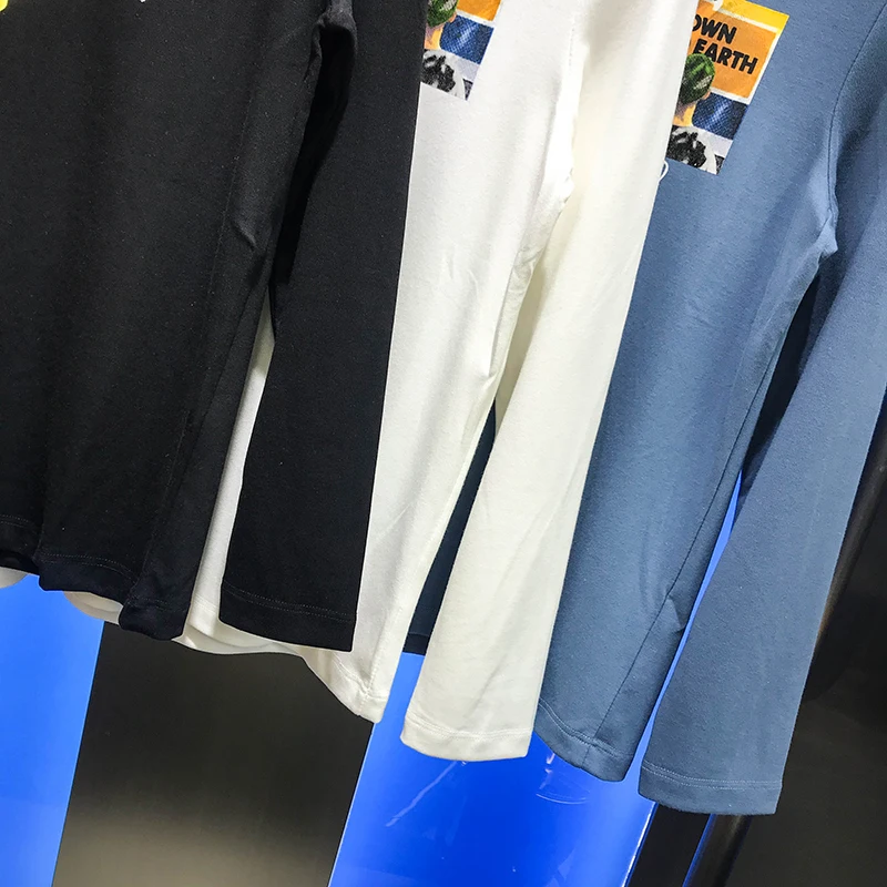 

Fashion brand fall 2020 men's new bottoming shirt fun eyes figure offset slim fit casual Plush long sleeve T-shirt youth