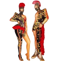 mesh decoration pattern printing womenmen bodysuits theatrical costume bar dance clothing rome fashion performance suit