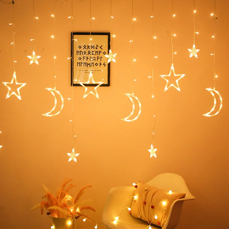 Украшения для Рамадана дома луна звезда светодиодный светильник эид Мубарак