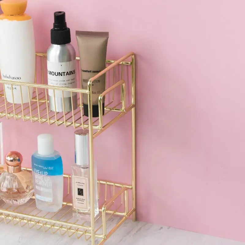 

2 Layers Iron Storage Rack Kitchen Spice Jar Bottle Seasoning Shelf Organizer R9CB