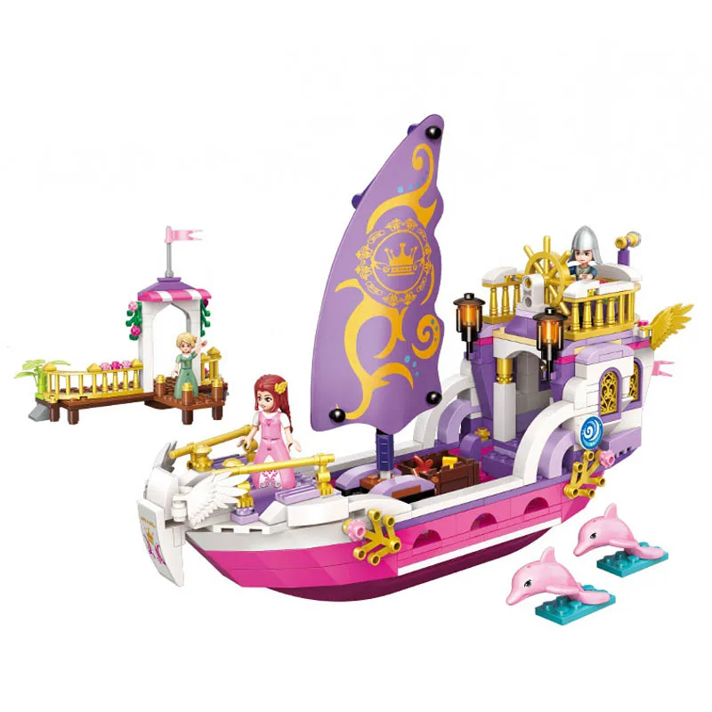 

Girls Friends Princess Leah Angel Castle Celebration Snow Swan Castle Model Figures Building Block Kid Toys For Children Gift