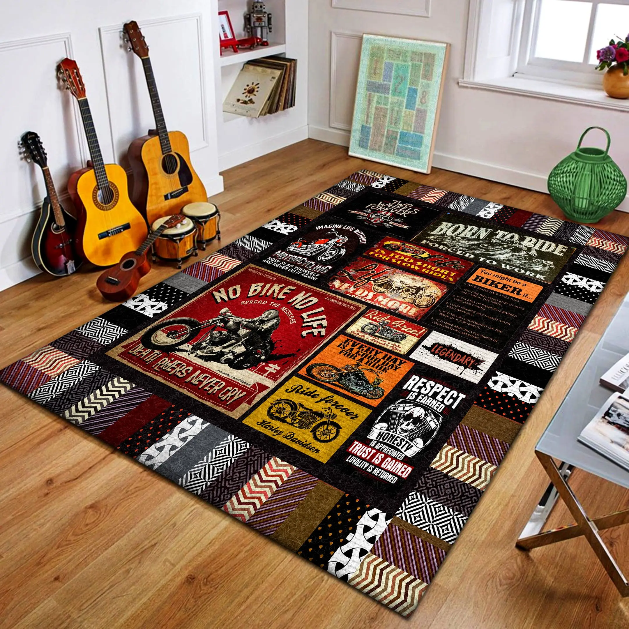 

Motorcycle 3D Mats No Bike No Life All Over Printed Rug Flannel Anti-slip Large Custom Carpet Livingroom Home Decoration