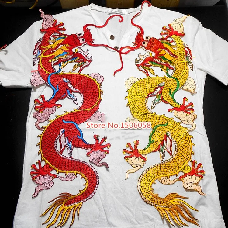 1 пара/лот изысканная вышитая ткань с драконом может использоваться для