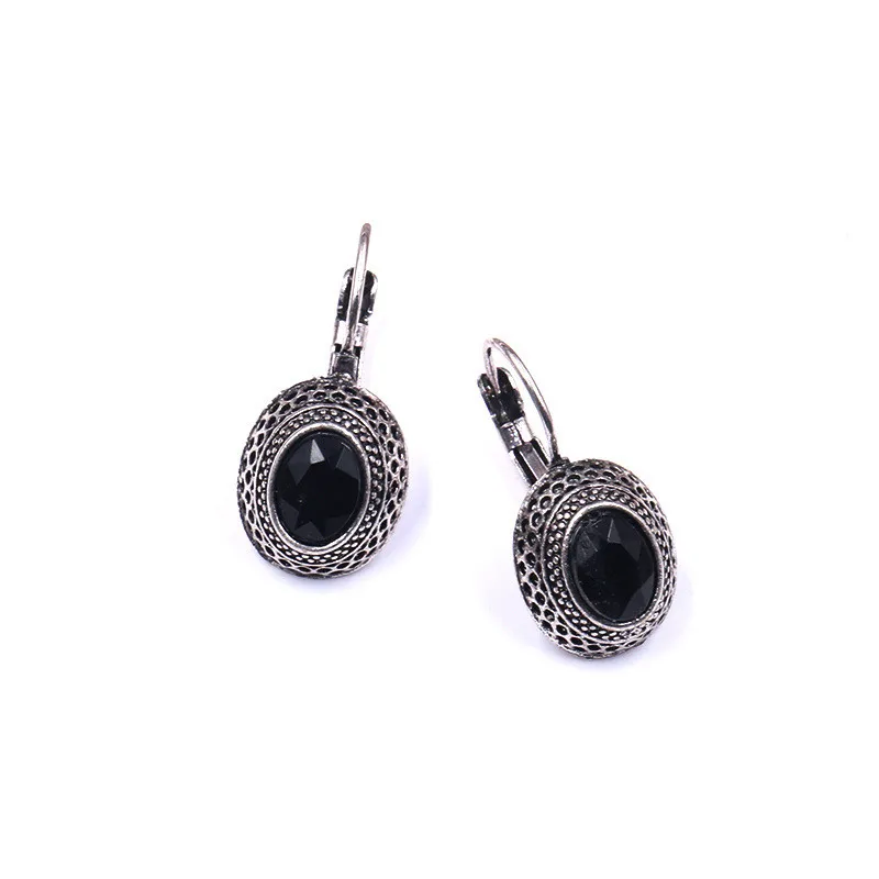 Этнические серьги в форме ветра с изысканными тотемными черными кристаллами