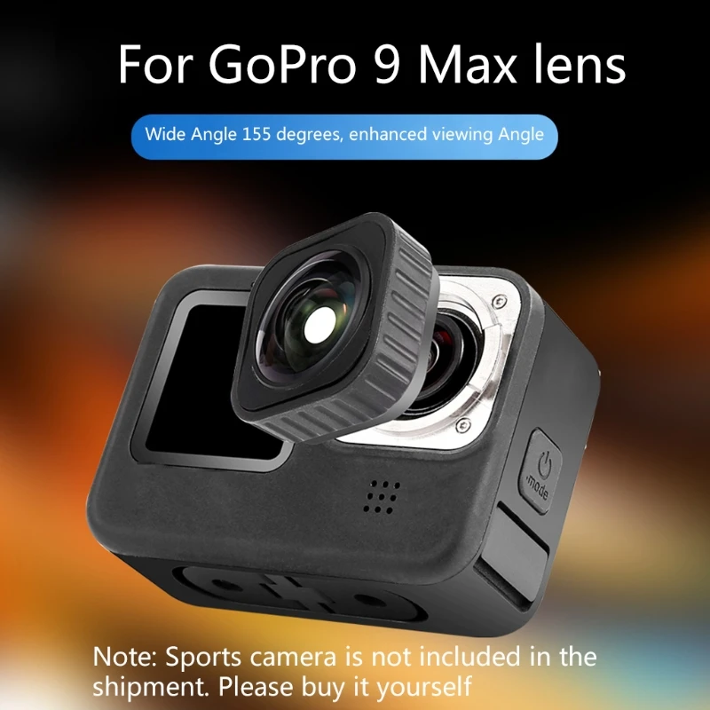 

Wide-angle 155 Degrees Max Lens Replacement Vlog Shooting Lens Accessory Support 5M Waterproof Compatible with Gopro-Hero 9 Max