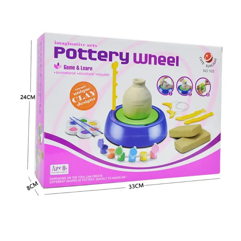 

Mini DIY Ceramic Handmade Pottery Wheel Machine Kids Boys Girls Clay Arts Crafts Toys Gift Y4UD