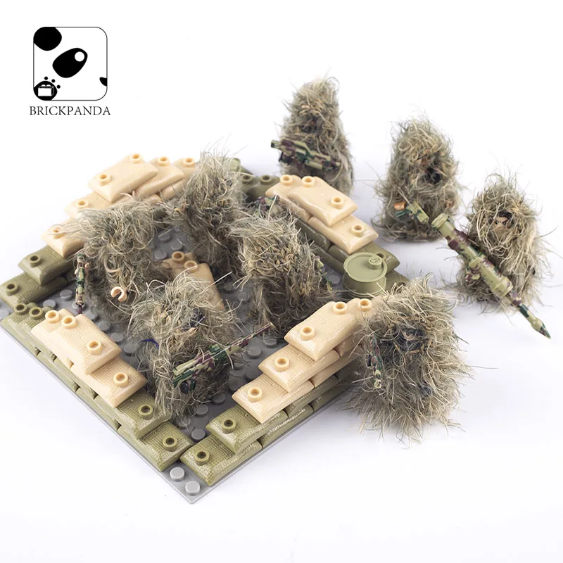 WW2 Military Ghillie Suit Building Blocks SWAT Figures Camouflage Weapon Sniper Army Soldier Parts DIY Accessories Bricks Toys