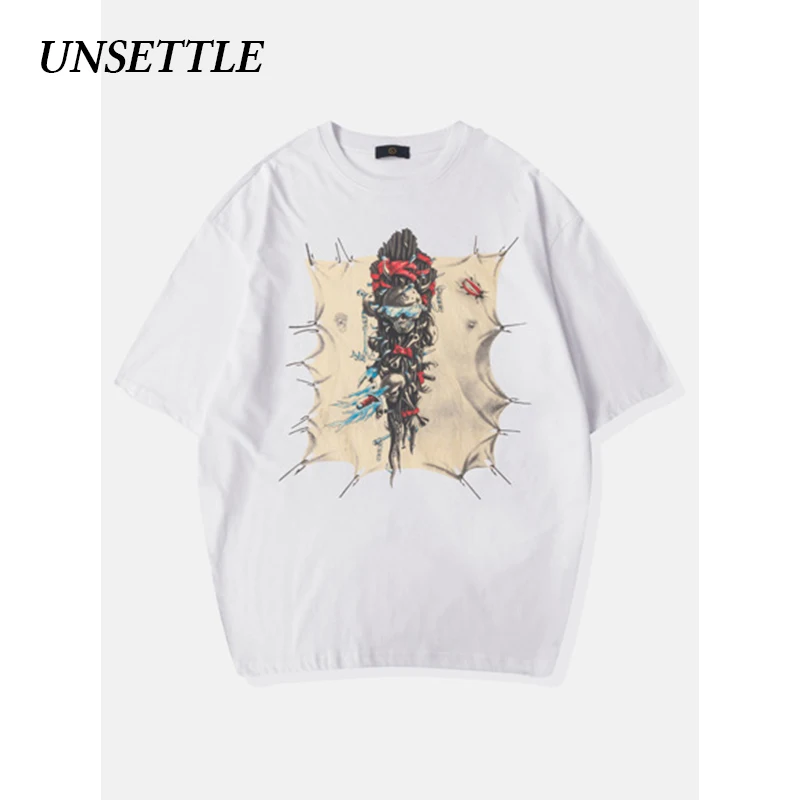 UNSETTLE 2020SS Harajuku летние мужские/женские футболки с принтом коротким рукавом