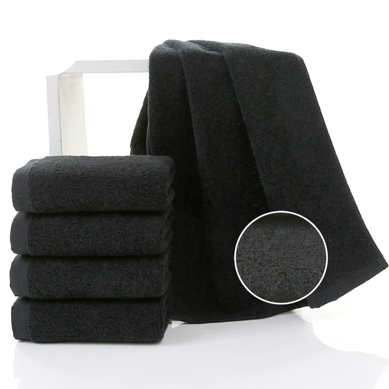 

1 Pieces Cotton Black Face Towel No Fading Bath Towels Large Men's Beach Towel for Hotel Corporate Gift