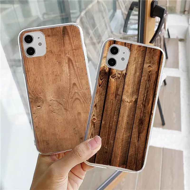 

Pattern wood textures Phone Case For iphone 5s 6 7 8 11 12 plus xsmax xr pro mini se Transparent Cover Fundas Coque