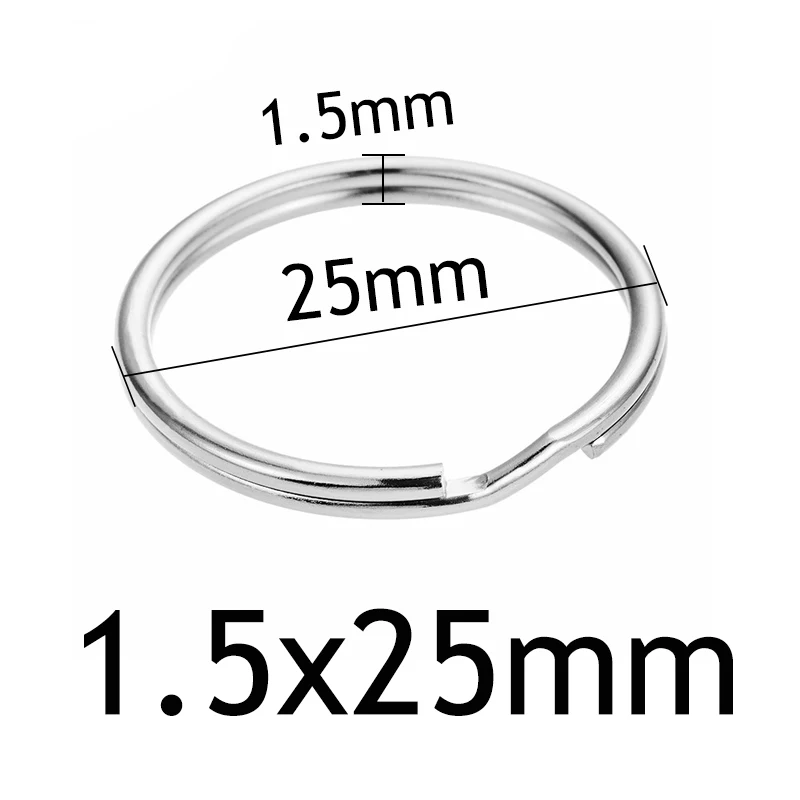 arc 1.5x25mm 10 шт./лот Нержавеющая сталь Отверстие Ключ Брелок для ключей 20/23/25/28/30/32/35 мм Для женщин Сталь круглый Разделение милый брелок подарки для Для мужчин - Цвет: arc 1.5x25mm