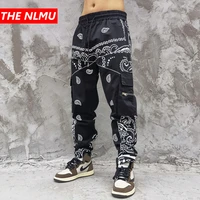 hip hip bandana pattern printing cargo pants men elastic waist joggers pant 2021 fashion streetwear dancing trousers wq563