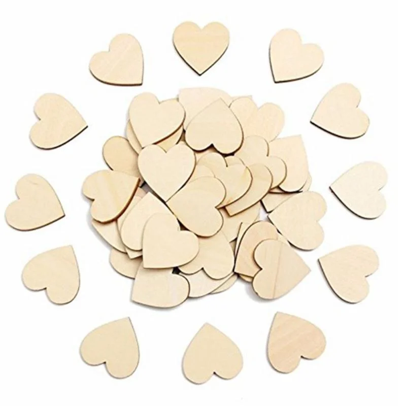 

50-piece Diy Houten Hart Kids Birthday Party Valentine's Day Delivers Diy Record Book Craft Bruiloft Decoration Baby Shower