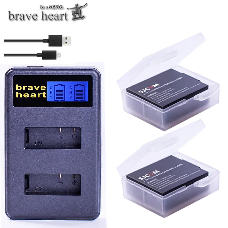 charger and 2battery 4x батарея sjcam sj4000 батарея sj6000 sj5000 двойное зарядное устройство для SJCAM sj 4000 5000 6000 sj7000 sj9000 SJ M10 аксессуары для камеры - Цвет: charger and 2battery