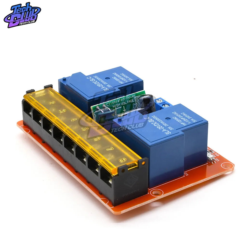 AC 100 -250V 30A высокое Мощность 2 изолированный канал релейная плата DC