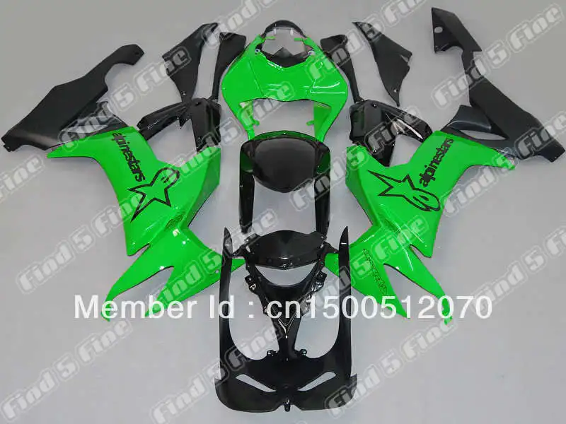 

Free Shipping Green Black For KAWASAKI ZX10R 08 09 ZX 10R 08-09 ZX-10R 2008 2009 2008-2009 ABS Fairing Kit