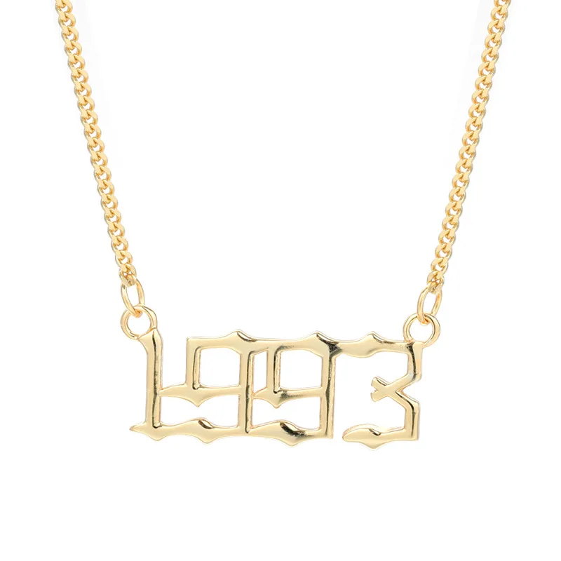 

S925 Sterling Silver Necklace Birthday Number Year Twist Chain Pendant Necklaces Accessories