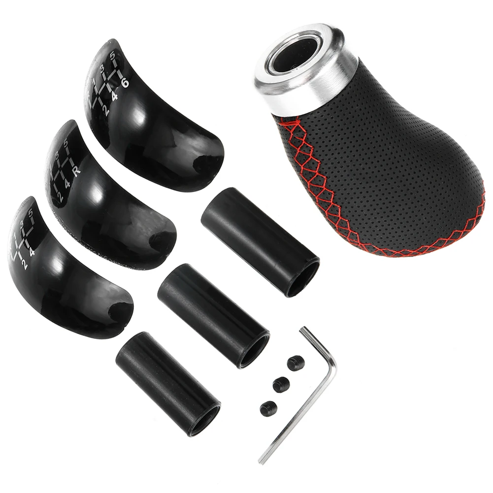 

Auto Part Gearshift 5 6 Speed PU Leather Universal Replacement Manual Car Gear Stick Shift Knob Set 96x50mm Car Accessories
