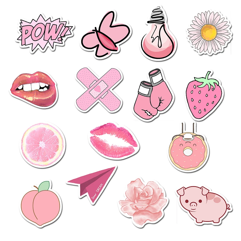50 шт. ПВХ водонепроницаемые девушки Kawaii розовые забавные наклейки игрушки багажные наклейки для автомобиля Скрапбукинг модные наклейки для ноутбука