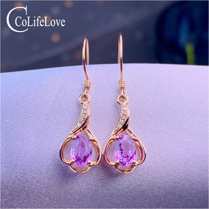 Серьги Подвески Ювелирные изделия CoLife 18K из розового золота с сапфиром 100%