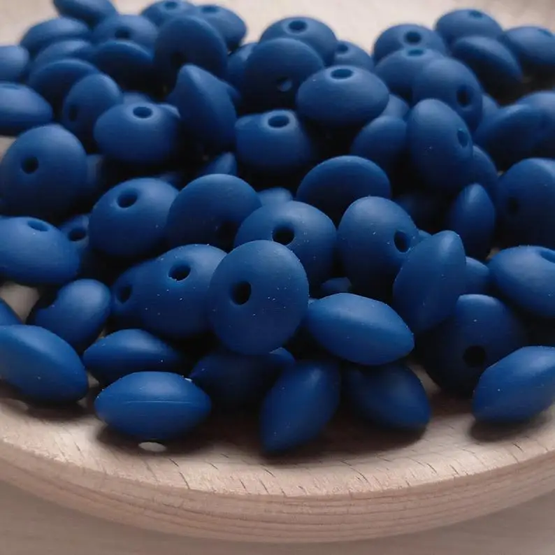 

100pcs Sapphire Silicone Beads Saucer 12mm Baby Teethers BPA free Beads Silicone Teething DIY Jewelry making BX50