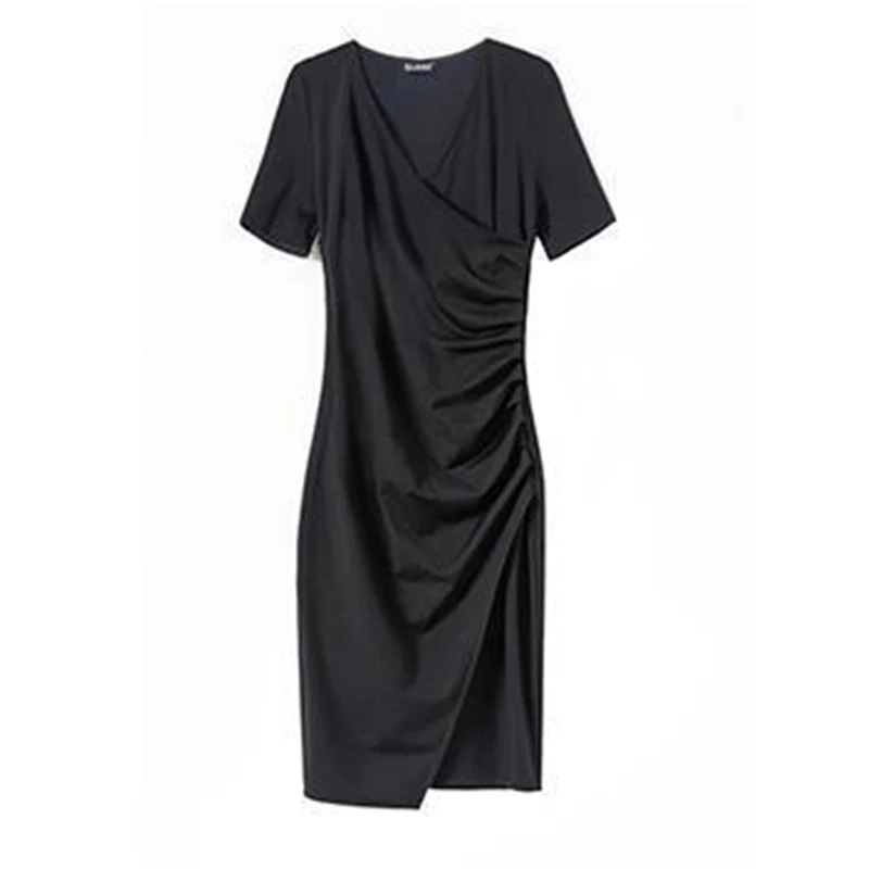 

Women Dresses Spring 2021 Short Sleeve Female Vintage Midi Dresses Sexy Office Ladies Clothes Black Plus Size Bodycon Fashion