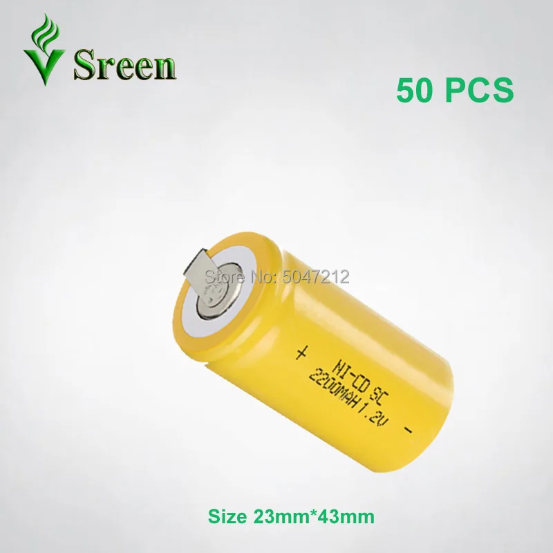 SC 2200mAh 1,2 V с никелевым листом аккумуляторная батарея DIY to Subc аккумулятор аккумуляторные электронные аккумуляторные батареи - Цвет: 50 Pieces
