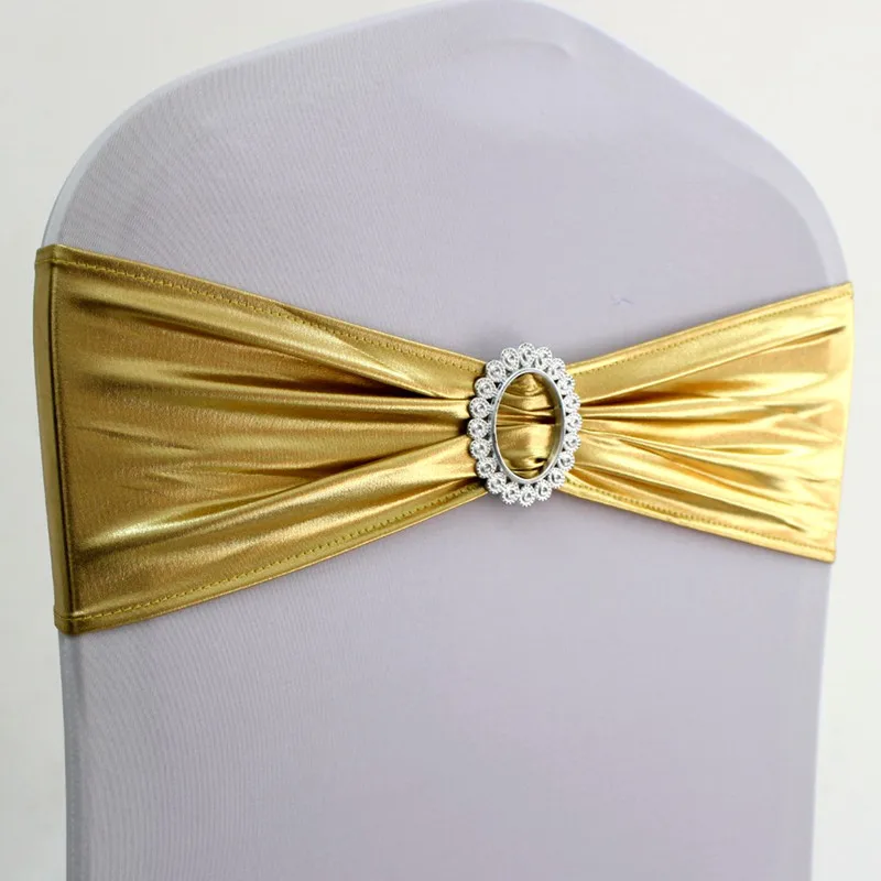 WedFavor 100 шт. Бронзирующая лайкра стрейч на стул банты с поясом цвета металлик