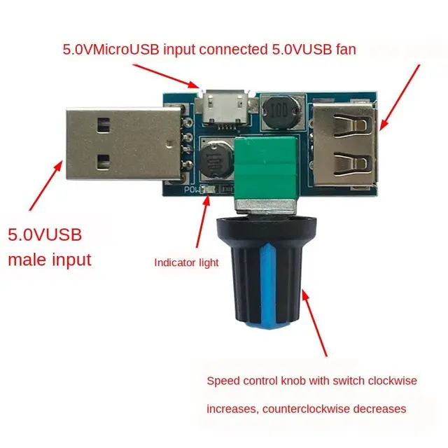upHere Ventilateur USB 120mm Silencieux Fan 5V Trois Vitesse Réglable  Ventilateur de Refroidissement pour PC/Xbox/Playstation/TV Box, etc.  (N12U04)