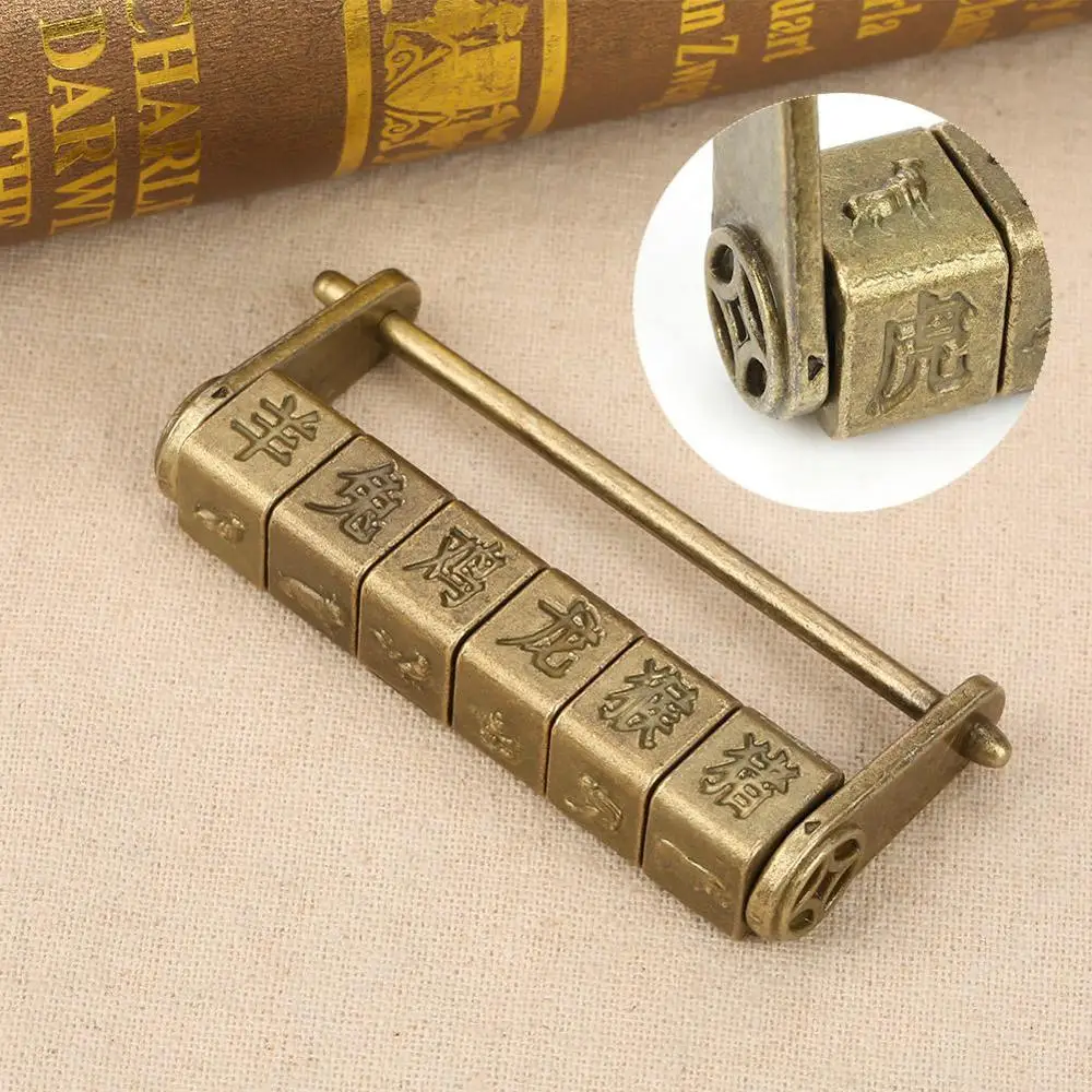 Классические антикварные цинковые китайские символы кодовый замок крафтовое