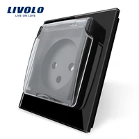 livolo israel power socketfrench power socketcrystal glass panel 16a plugs with waterproof coverno logoblack free shipping