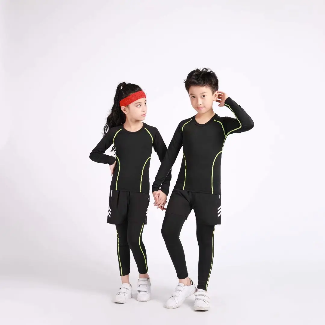 

New Three-piece Suit Children Sport Compression Suit Gym training Outdoor Set Jogging Training suit Tight Quick Dry Clothing