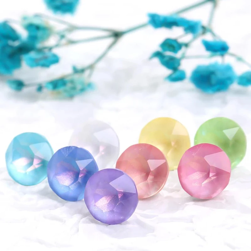 

8mm 10Pcs Round Mocha Aurora Jelly Rhinestones On Nails Supplies Glitter Glass Beads Candy Charms Japanese Diamond Nail Jewelry