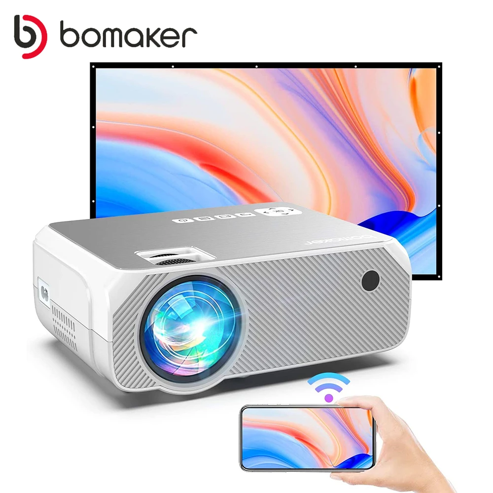 

BOMAKER HD Mini Projector 1080P LED Android WiFi Projector Video Home Cinema 3D Smart Movie Game Proyector