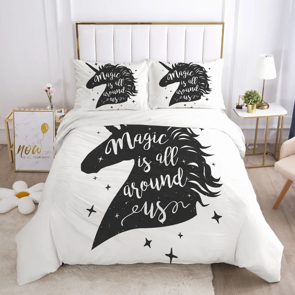 

Cartoon Duvet Cover Set 3D Unicorn Baby Bedding Set For Kids Baby Comforter Cover Pillowcases Boys Twin King Queen Bed Set