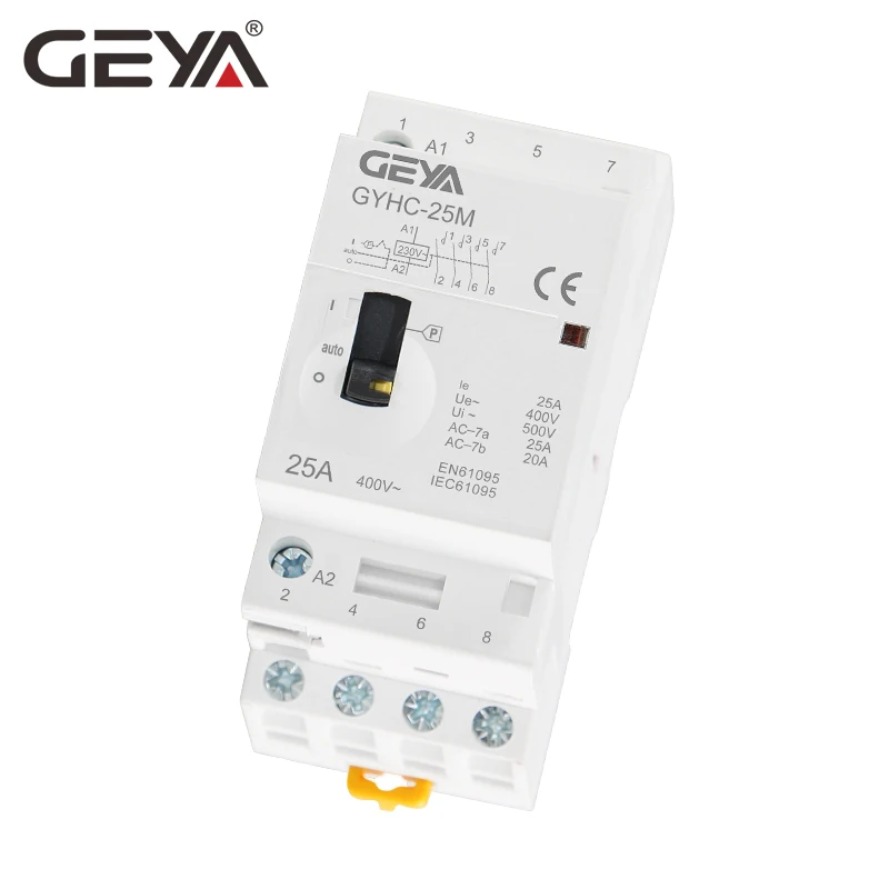 Модульный контактор переменного тока GEYA GYHC 4P 16A 20A 25A 4NO или 2NO2NC 220 В/230 В Din-рейка