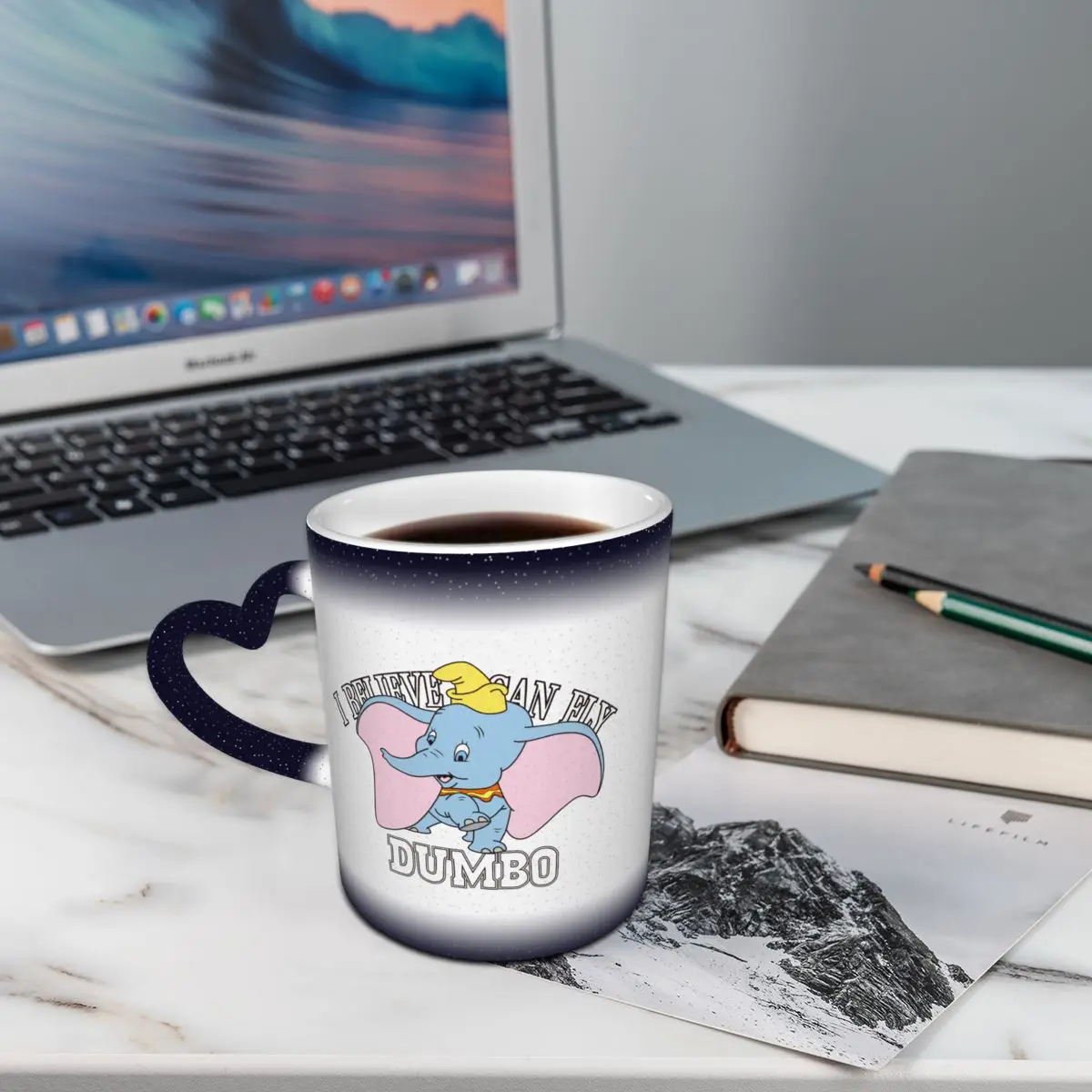 

Disney Dumbo Starry Sky Color Changing Mug Milk Mug Dumbo 3D Cartoon Mug Mug Christmas Gift Coffee Cup Mug Anime