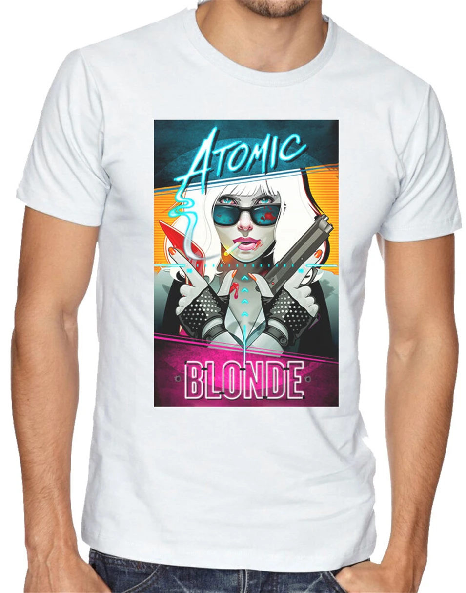 Atomic Blonde фильм о супергероях Charlize Theron мужчины женщины унисекс футболка 723 Harajuku