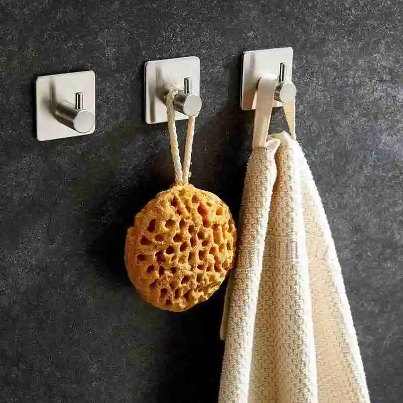 

Hooks For Bathroom Door Wall Hook Self Adhesive Towel 304 Organizer For Kitchen Holder Hanger Steel O7F2