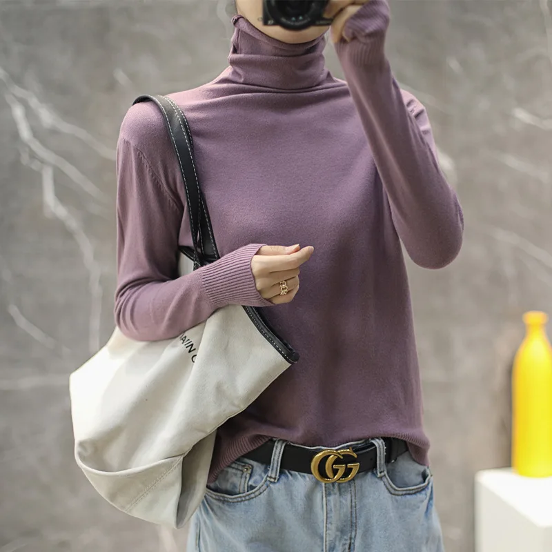 

women sweater turtleneck pullover sweater 2020 Autumn Winter Black Tops Women Knitted Long Sleeve Jumper Femme Clothing