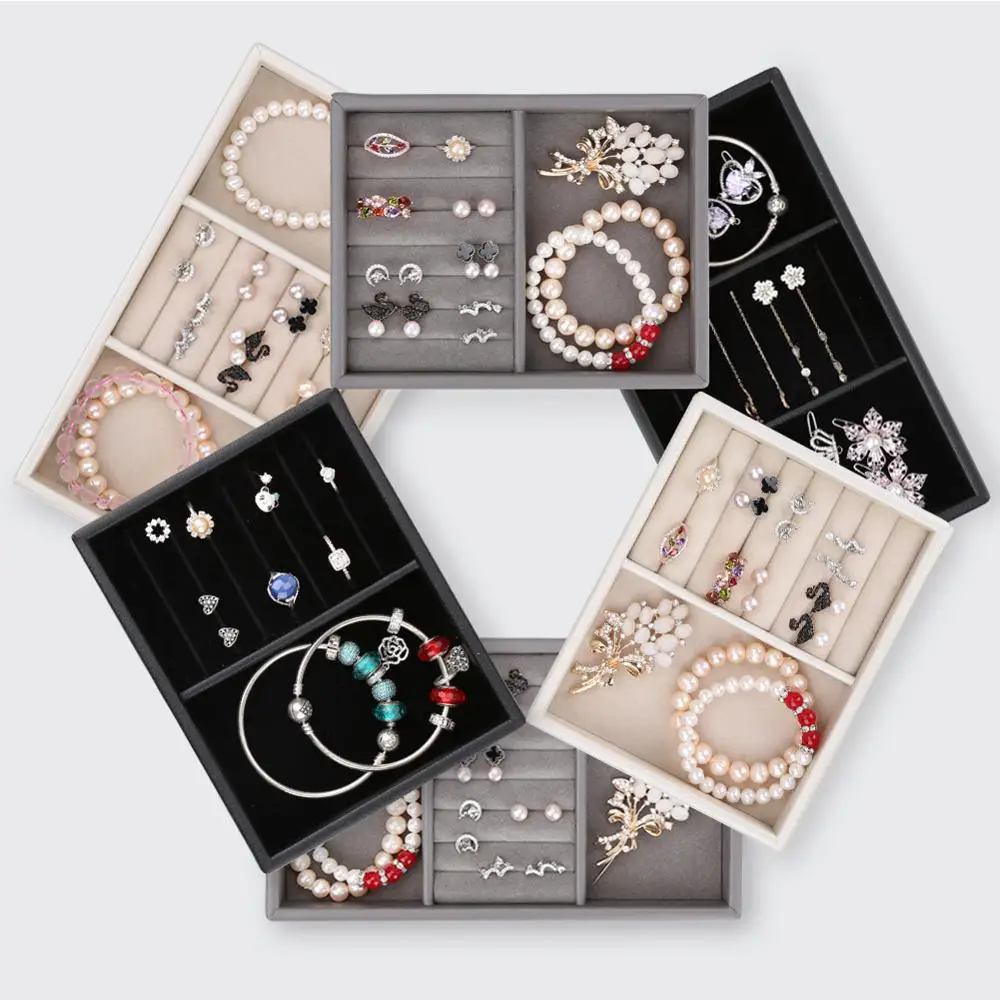 

Velvet Jewelry Holder Ring Display Organizer Case Tray Necklace Earrings Bangle Storage Box Showcase Jewelry Stand Holder