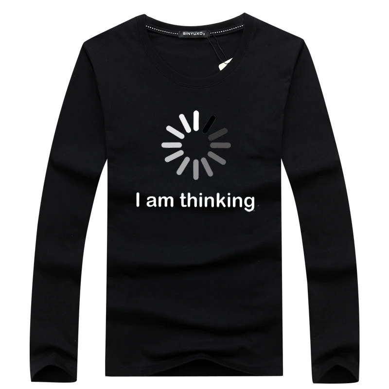 Рубашка мужская с длинным рукавом брендовая Повседневная футболка круглым