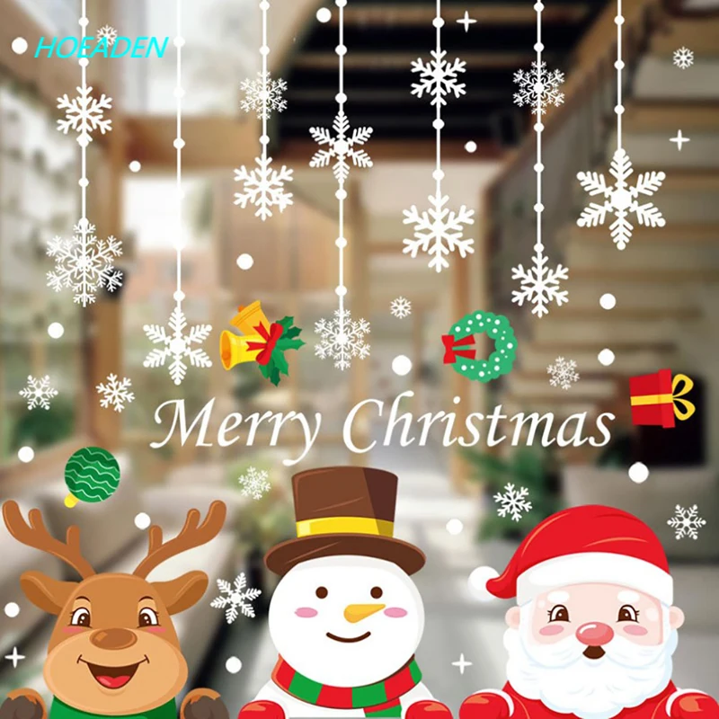 

Веселые аксессуары для дома, настенное стекло, новогодняя раскладка, цветные электростатические наклейки