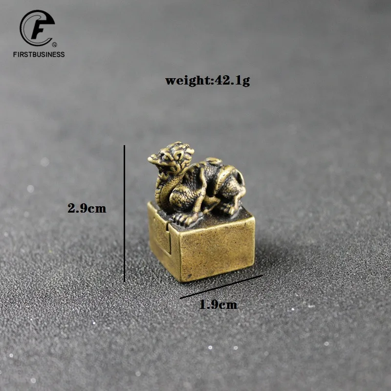 Резной маленький медный дракон домашний декор с уплотнением винтажные латунные