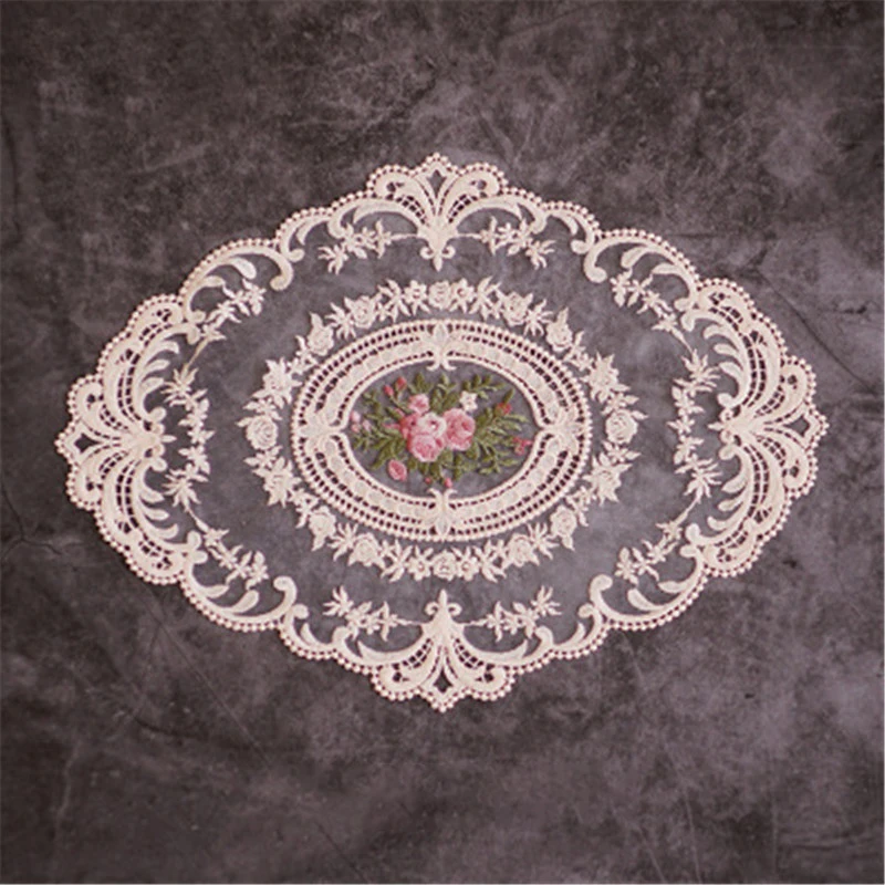 

Table Embroidery Craft Placemat European Syle Lace Fabric Heat Insulation Board Mat Anti-scald Coaster Retro Lace Table Mat