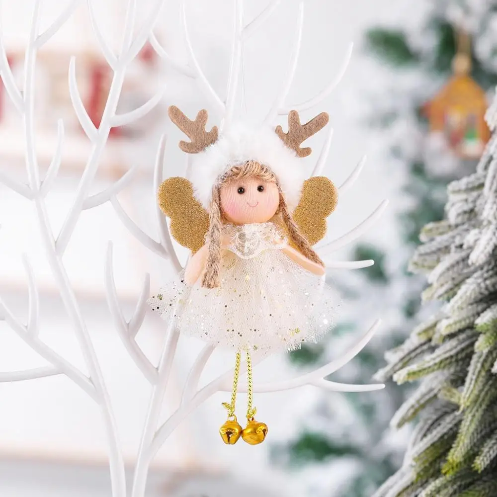 3PCS Christmas Tree Ornaments Angel Fluffy Cristmass Decoration Navidad 2020 Xmas Decor Happy New Year Girl Gifts Cute |
