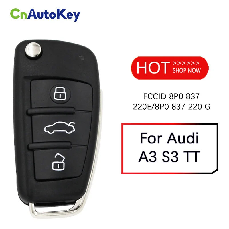 

CN008043 Вторичный рынок 3 кнопки 315 МГц ID48 Автомобильный Дистанционный ключ для Audi A3 S3 TT 8P0837220E/ 8P0 837 220 G
