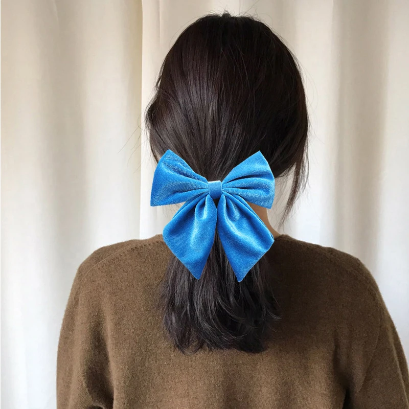 

Velvet Fabric Boutique Hair Clips Solid Color Big Bowknot Barrettes Hairgrips Baby Girls Women Sweet Hair Accessories Headwear